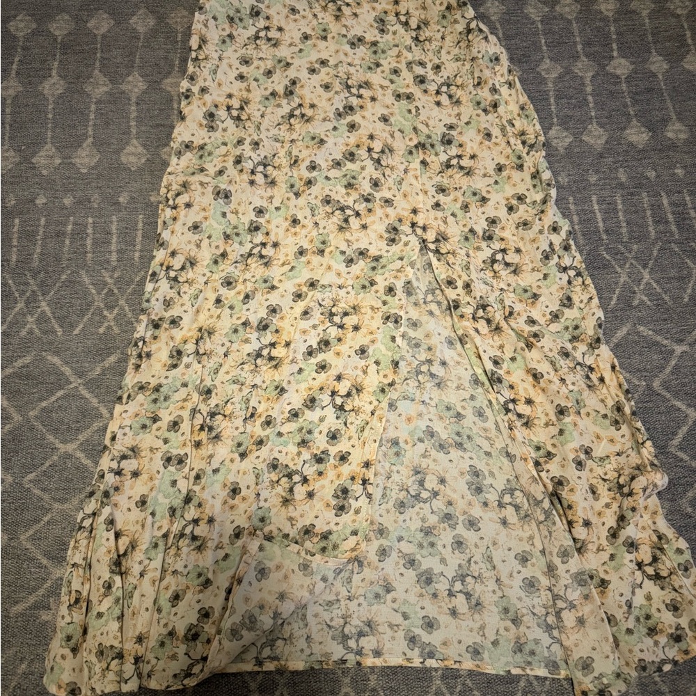 Floral Cream Maxi Skirt